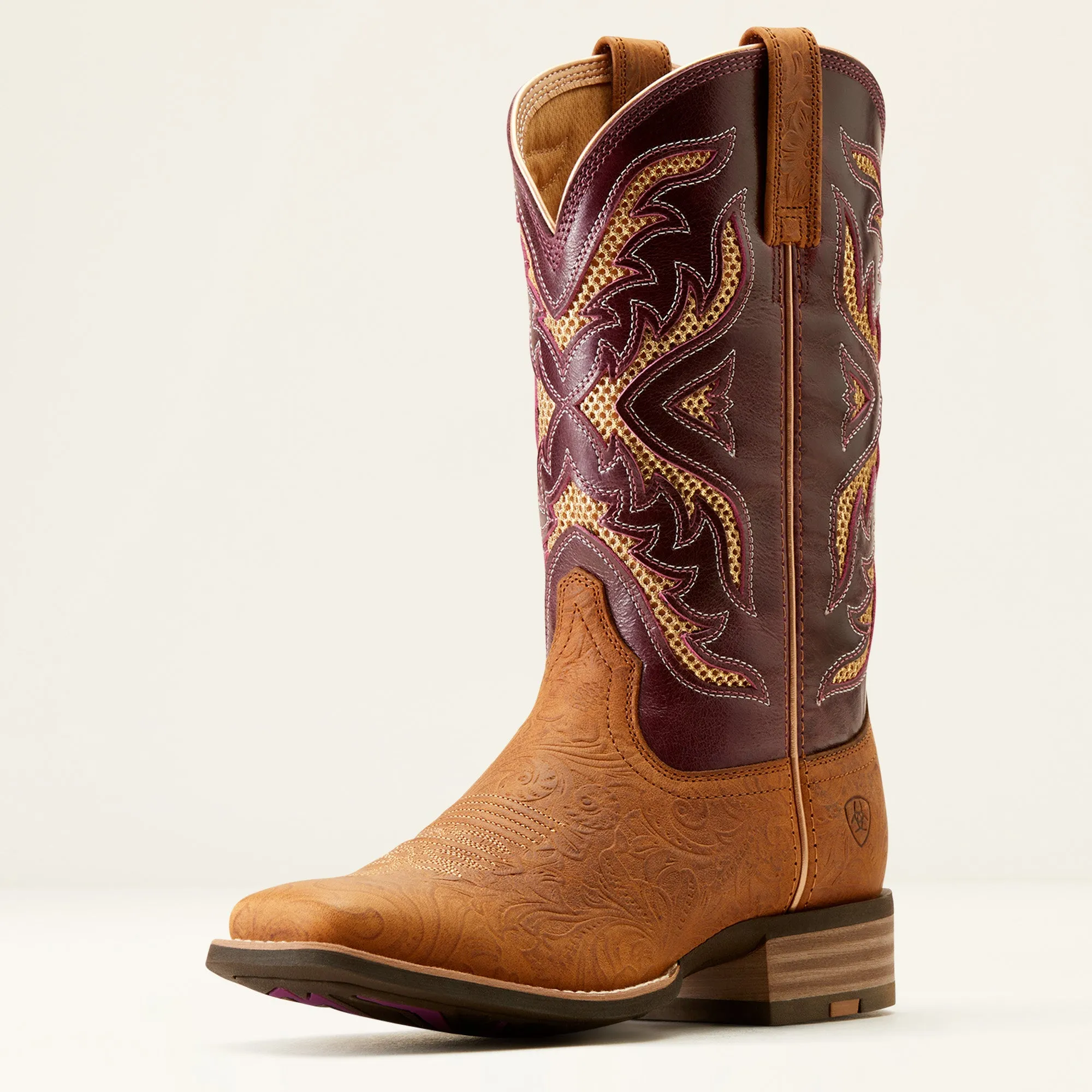 10051023 Ariat Women's San Angelo Venttek 360 Tooled Toasted Almond Boots