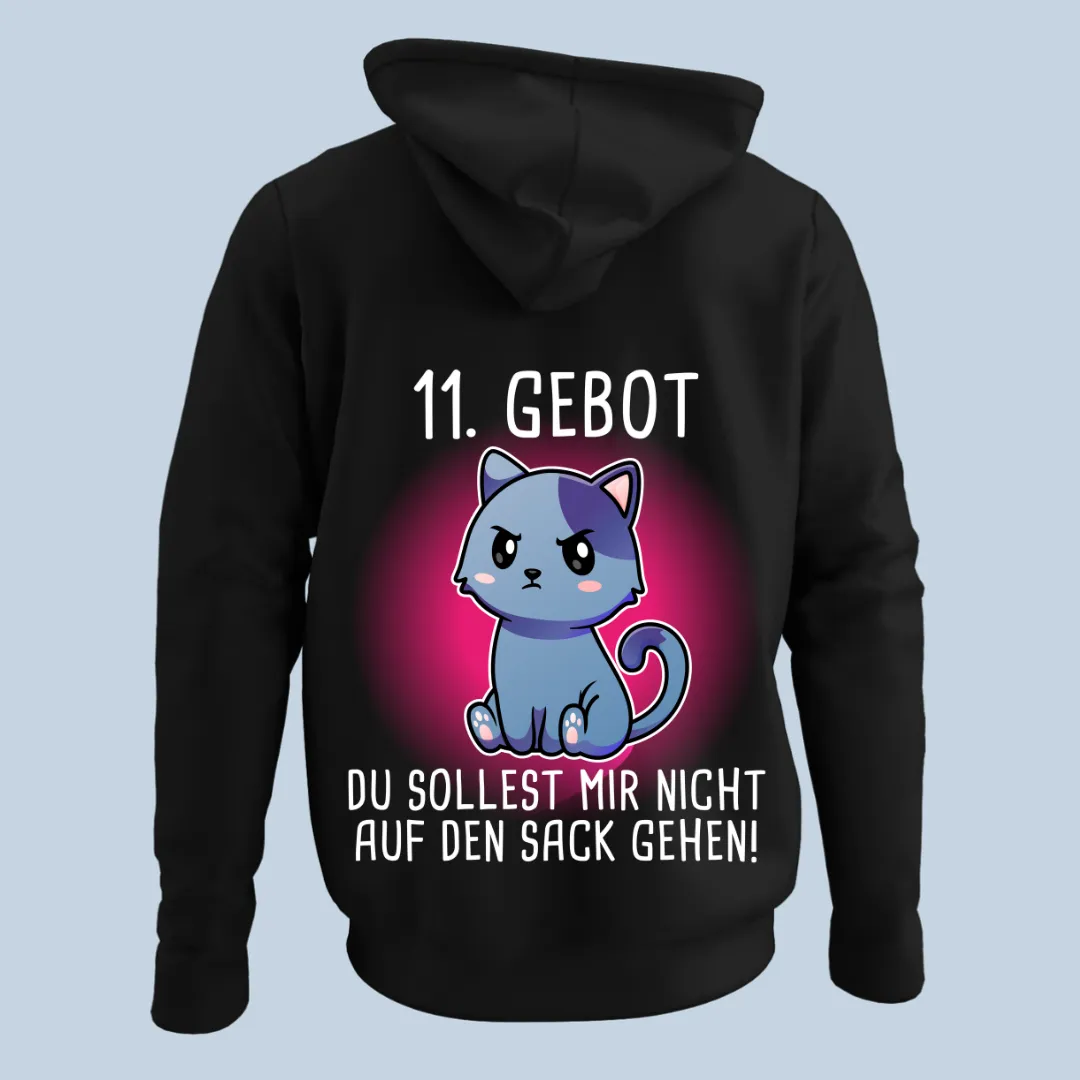 11. Gebot Katze - Hoodie Unisex Rückendruck