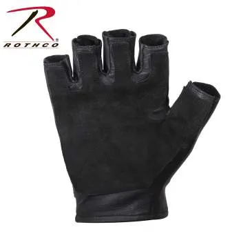 2817 ROTHCO FINGERLESS PADDED TACTICAL  GLOVES - BLACK LEATHER