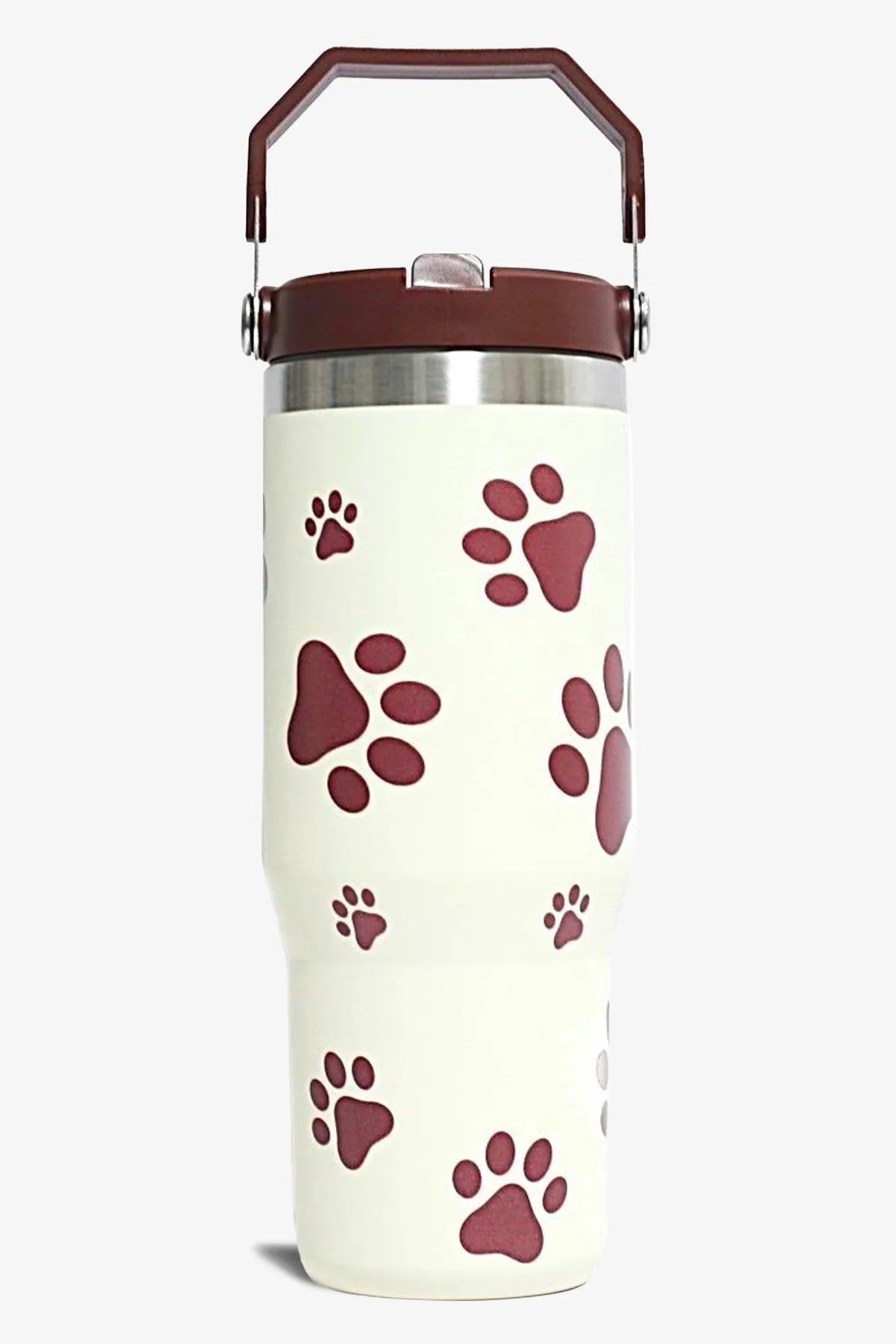 30 oz Paw Print Tumbler with Handle and Flip Straw
