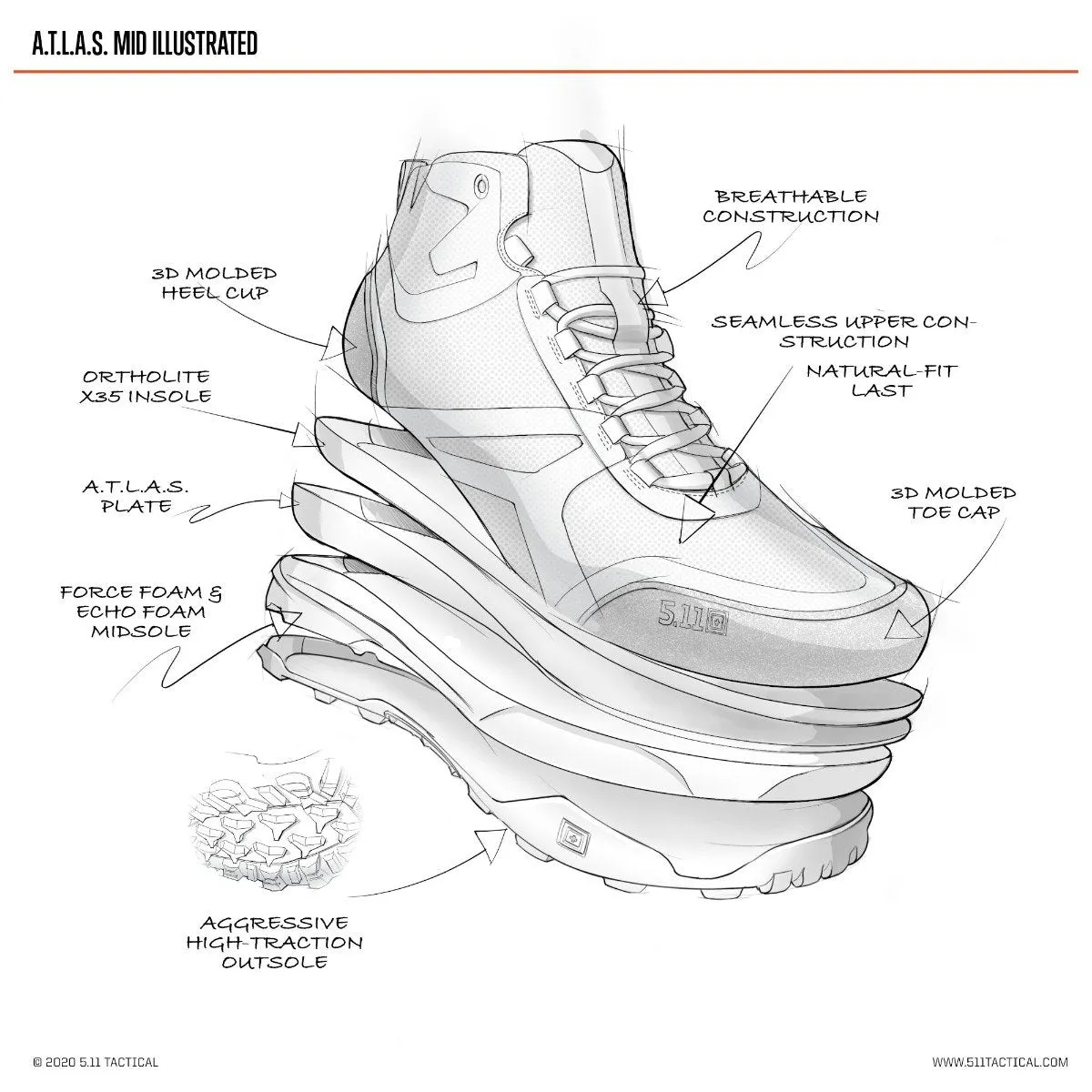 5.11 ATLAS Mid Boot Black