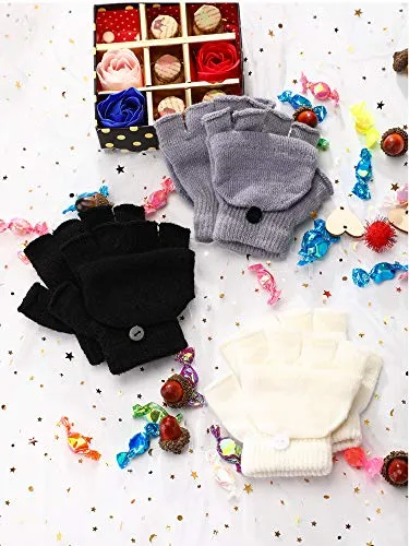 6 Pairs Convertible Fingerless Gloves (Kids & Teens)