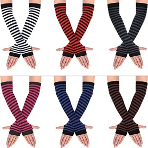 6 Pairs Knit Fingerless Gloves with Thumb Hole