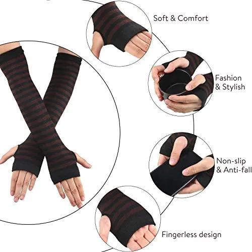 6 Pairs Knit Fingerless Gloves with Thumb Hole