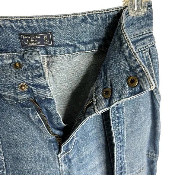 Abercrombie &amp; Fitch Women's Jeans 10R Ultra High Rise Straight 30 Snap Tie Waist
