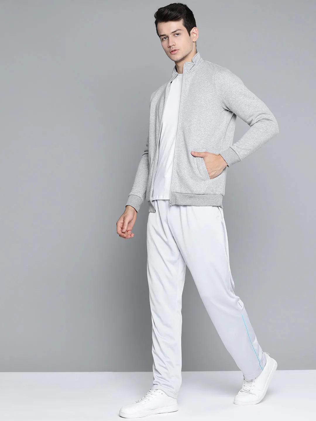 Alcis Men Grey Melange Solid Sweatshirt