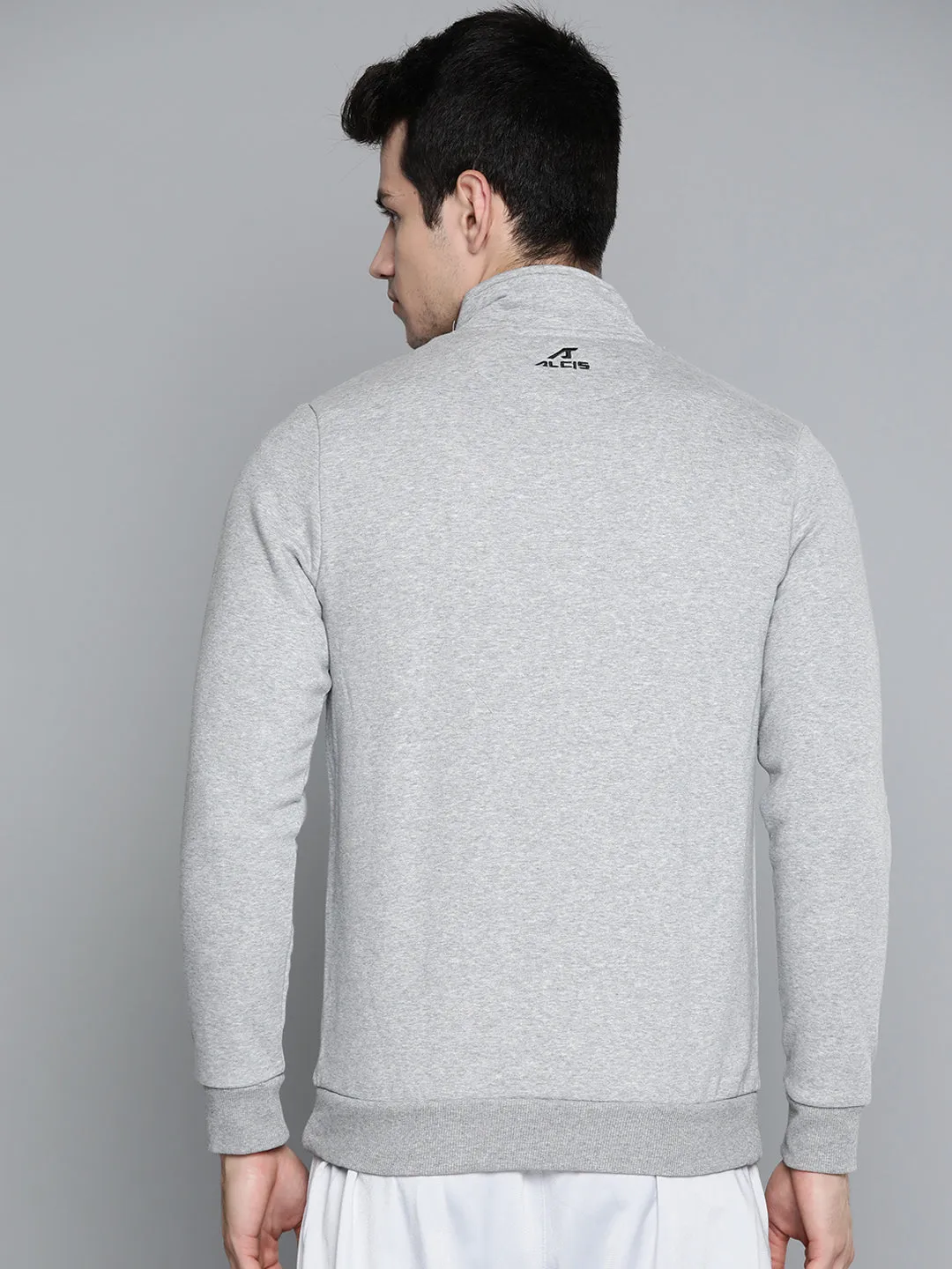 Alcis Men Grey Melange Solid Sweatshirt