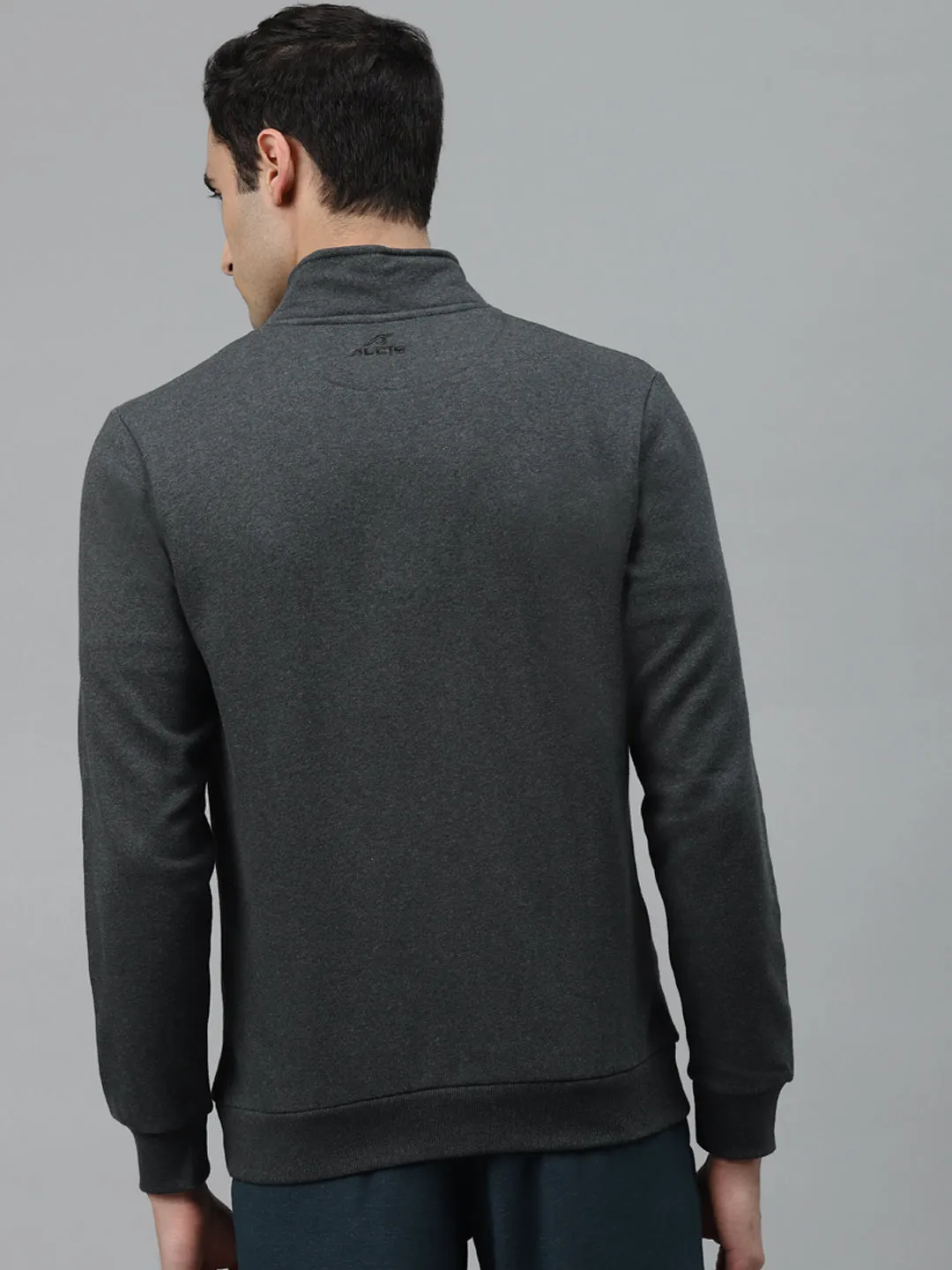 Alcis Men Grey Melange Solid Sweatshirt