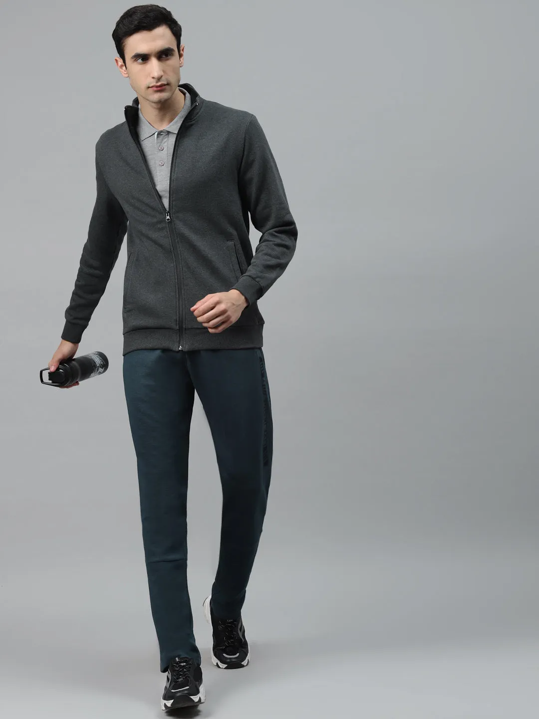 Alcis Men Grey Melange Solid Sweatshirt
