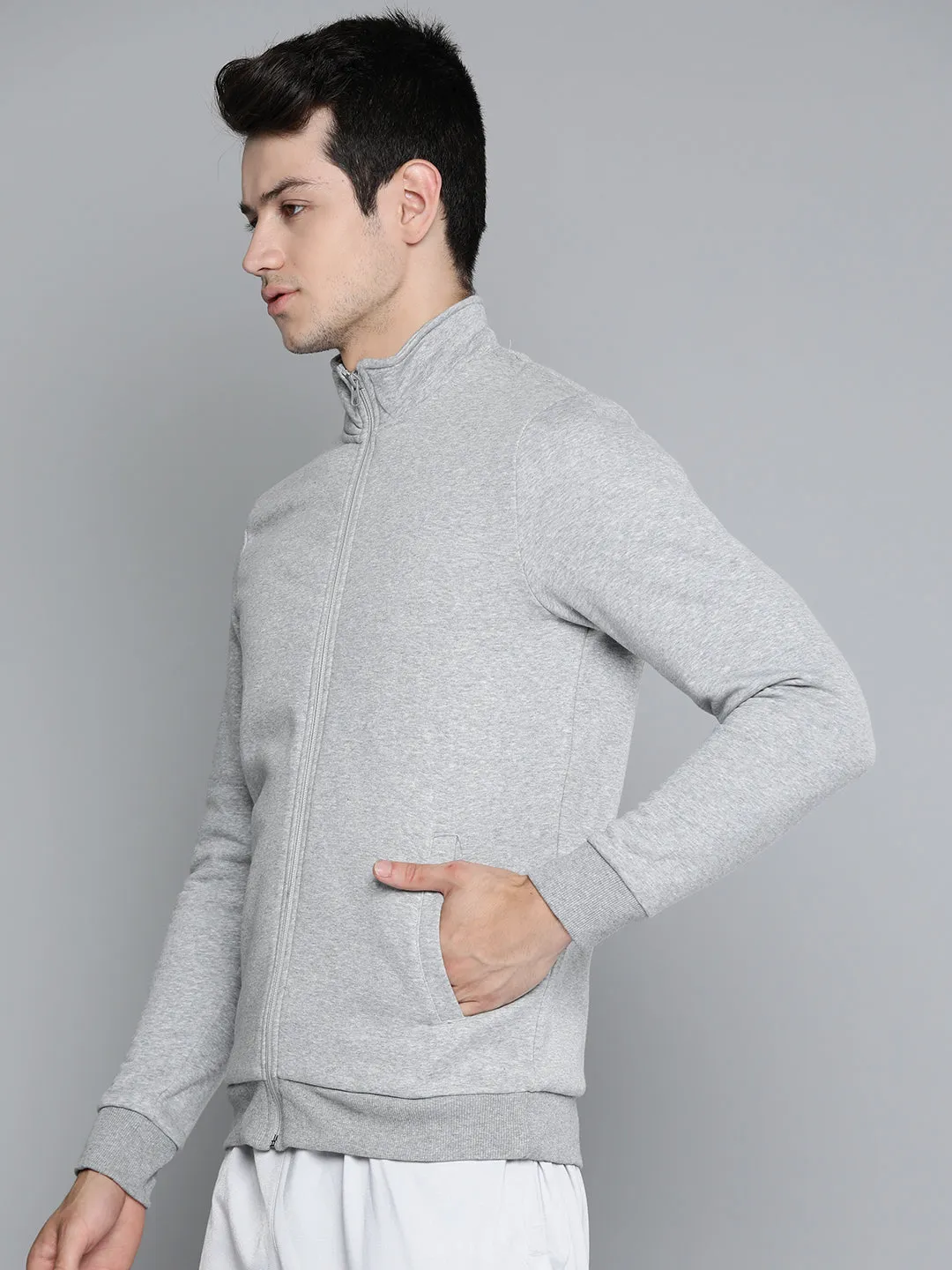 Alcis Men Grey Melange Solid Sweatshirt