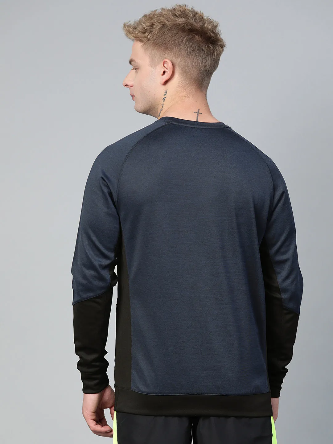 Alcis Men Navy Blue Solid Sweatshirt