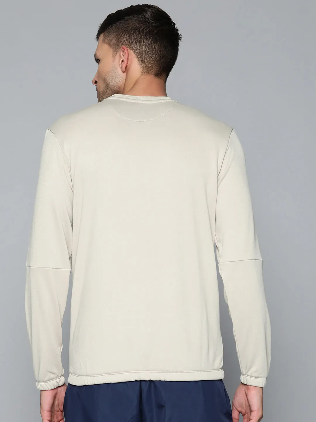 Alcis Men Off White Solid Sweatshirt