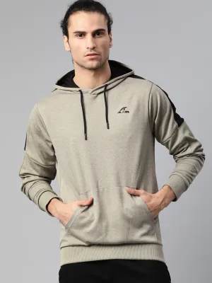 Alcis Men Olive Green Self Design Hooded Training Sweatshirt