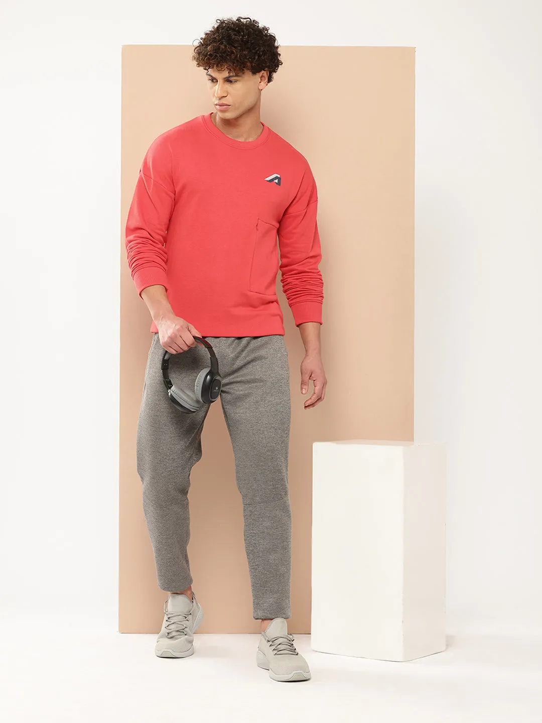 Alcis Men Red Solid Sweatshirt