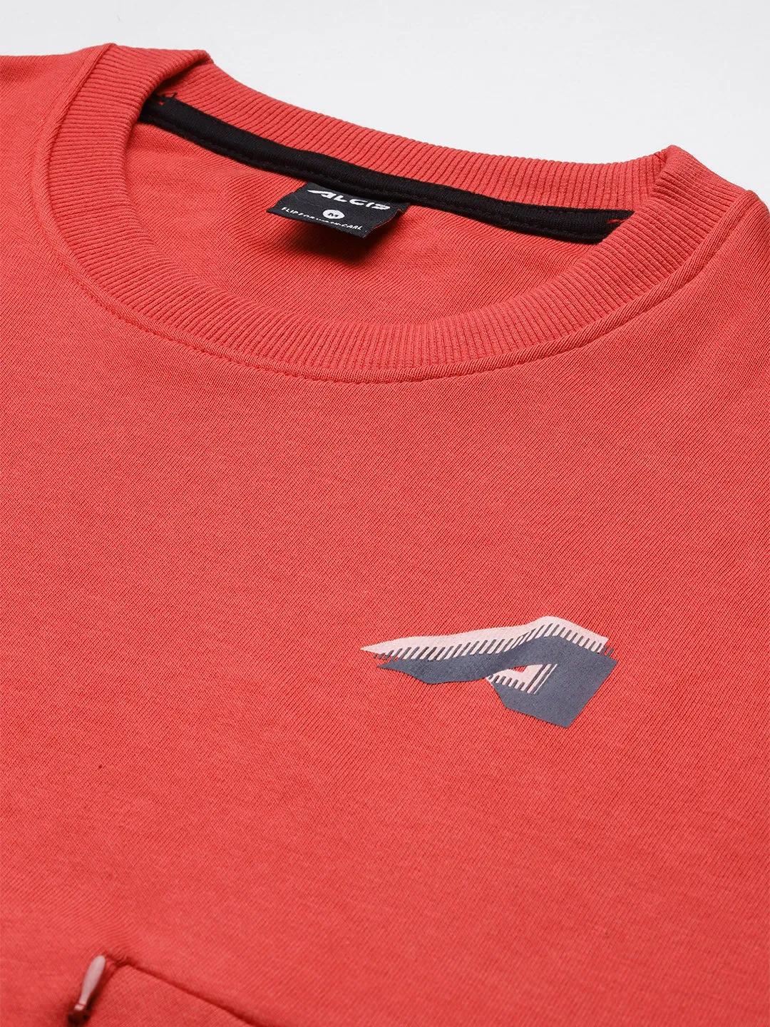 Alcis Men Red Solid Sweatshirt