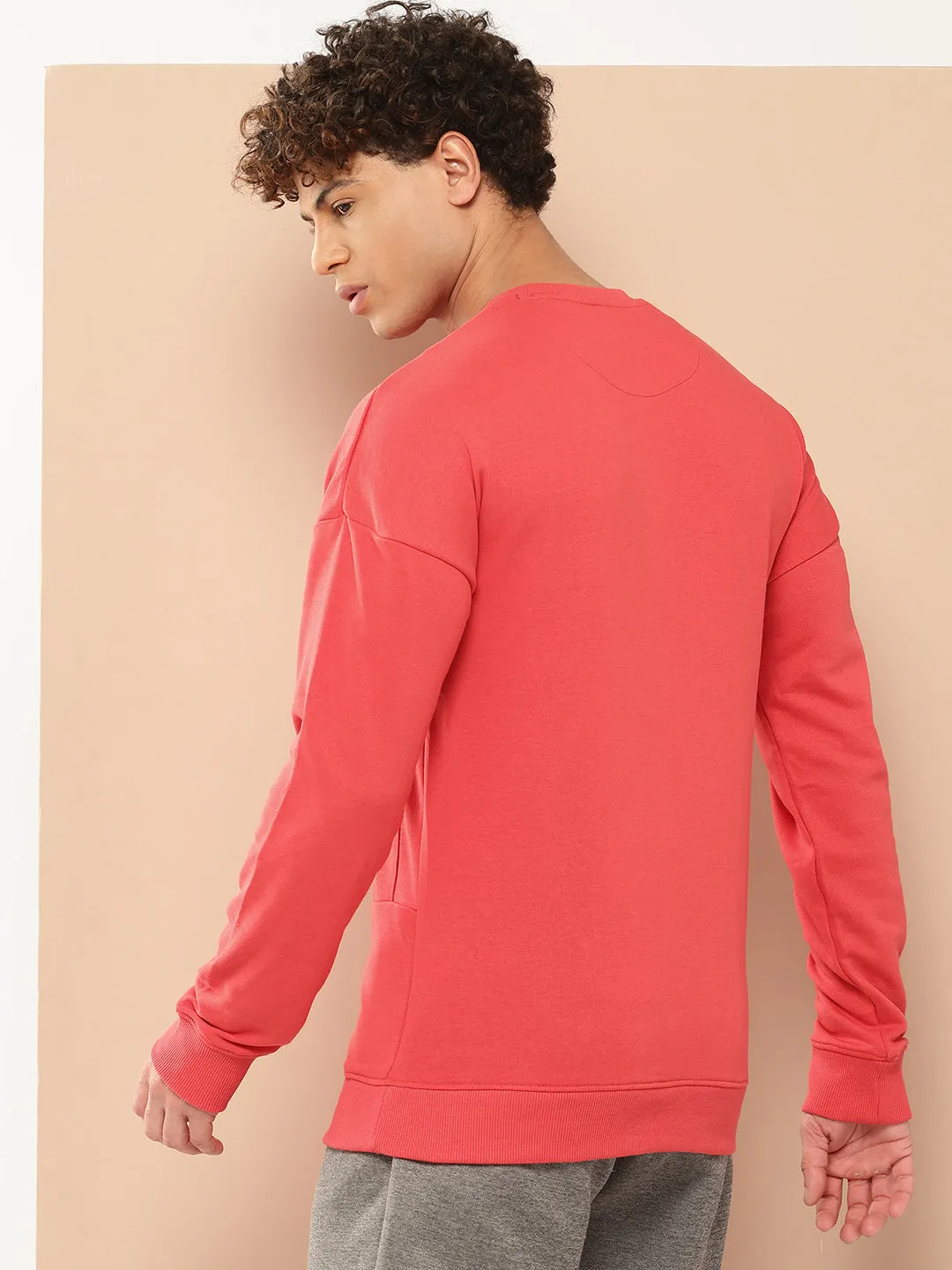 Alcis Men Red Solid Sweatshirt