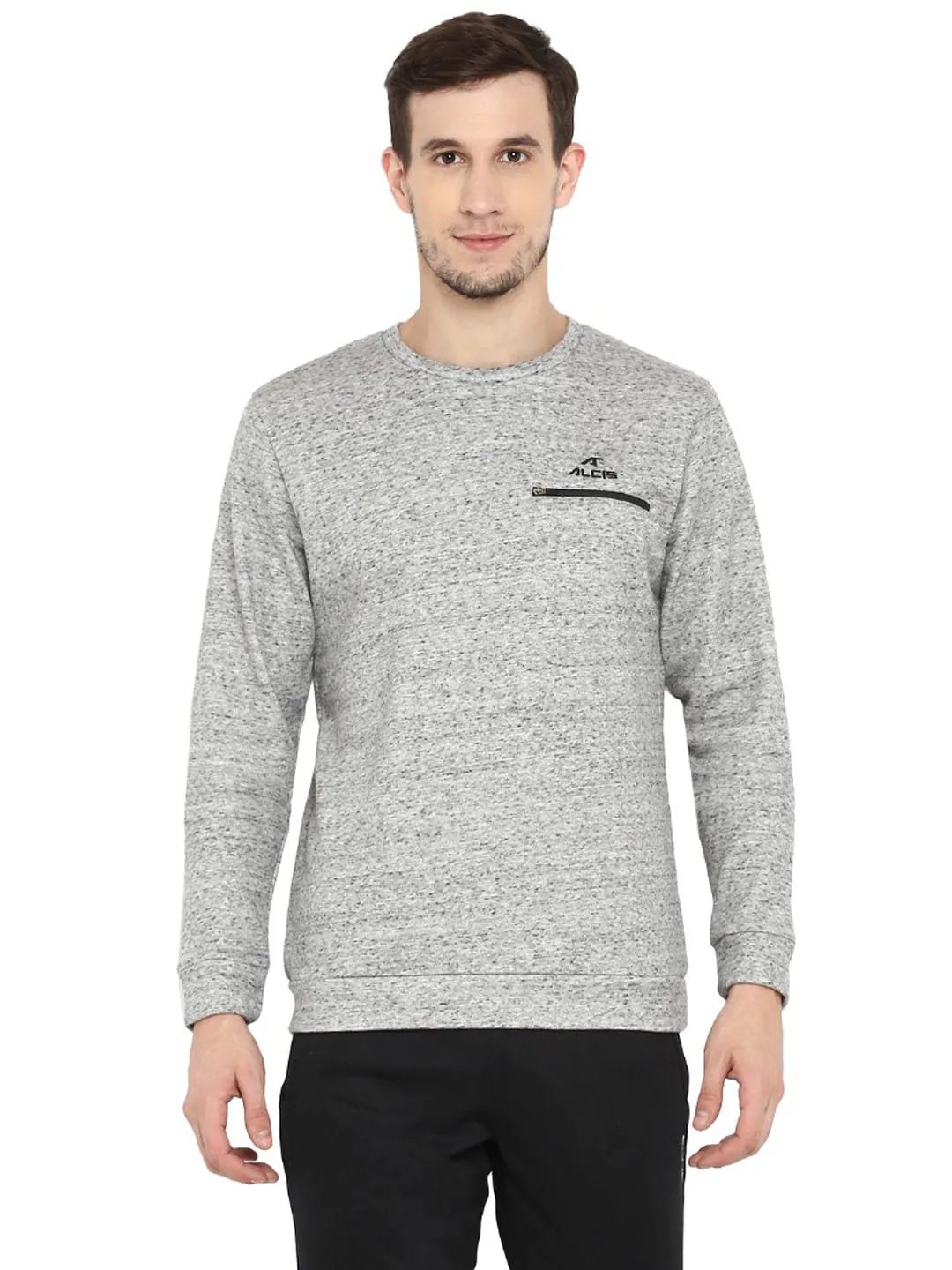 Alcis Men Solid Grey Sweatshirt