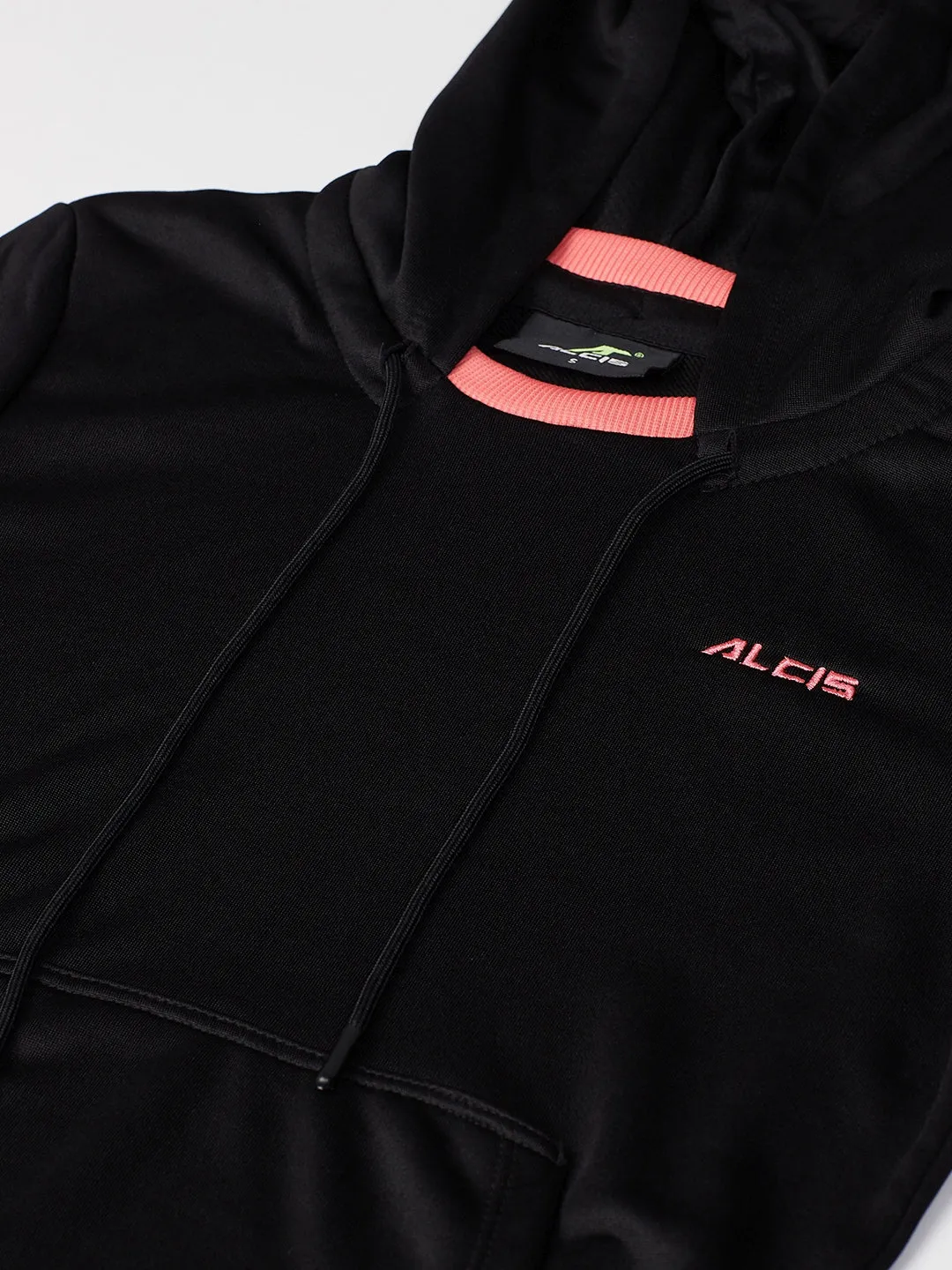 Alcis Women Black Solid Hooded Sweatshirt