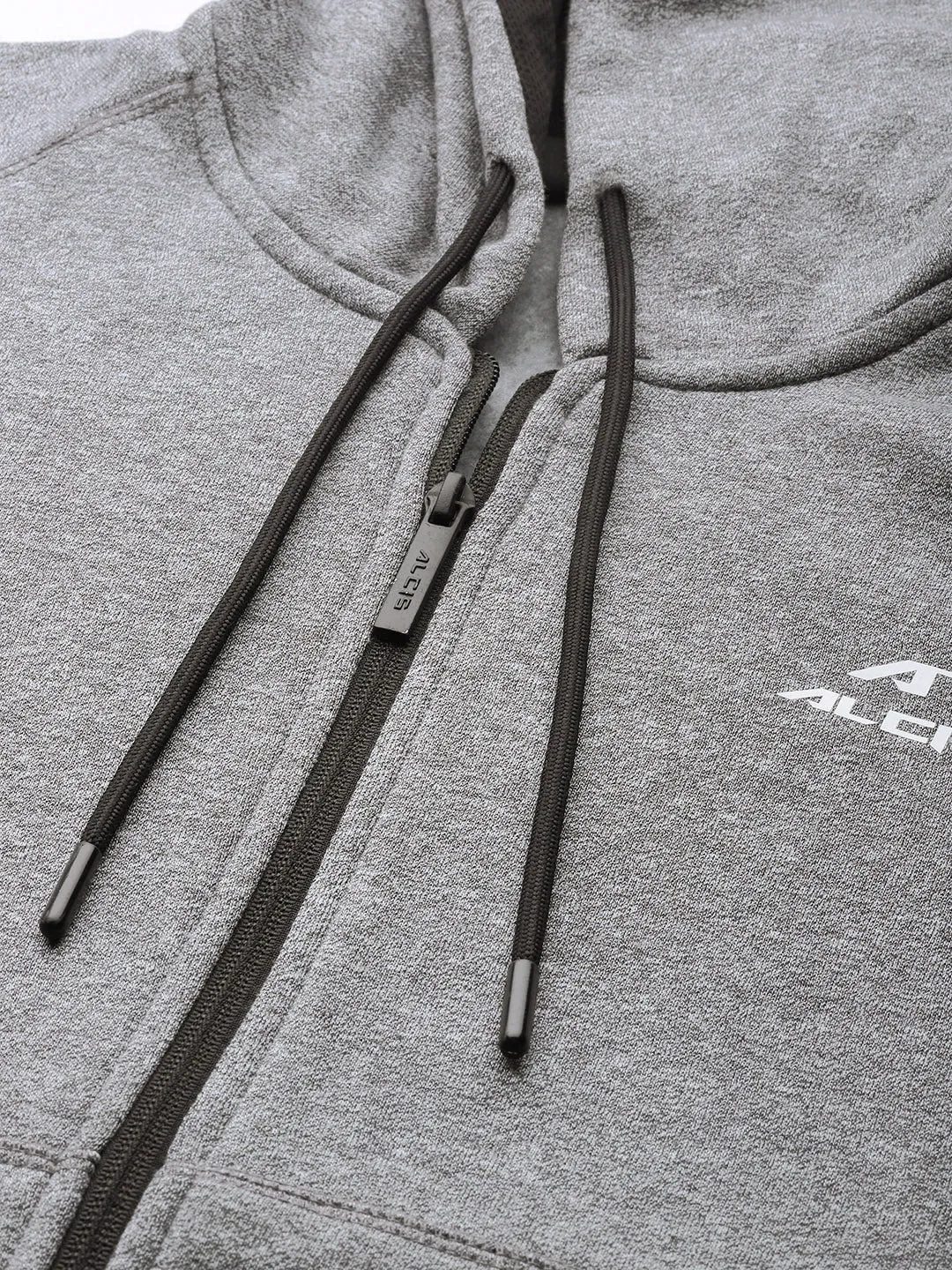 Alcis Women Grey Melange Solid Hooded Sweatshirt