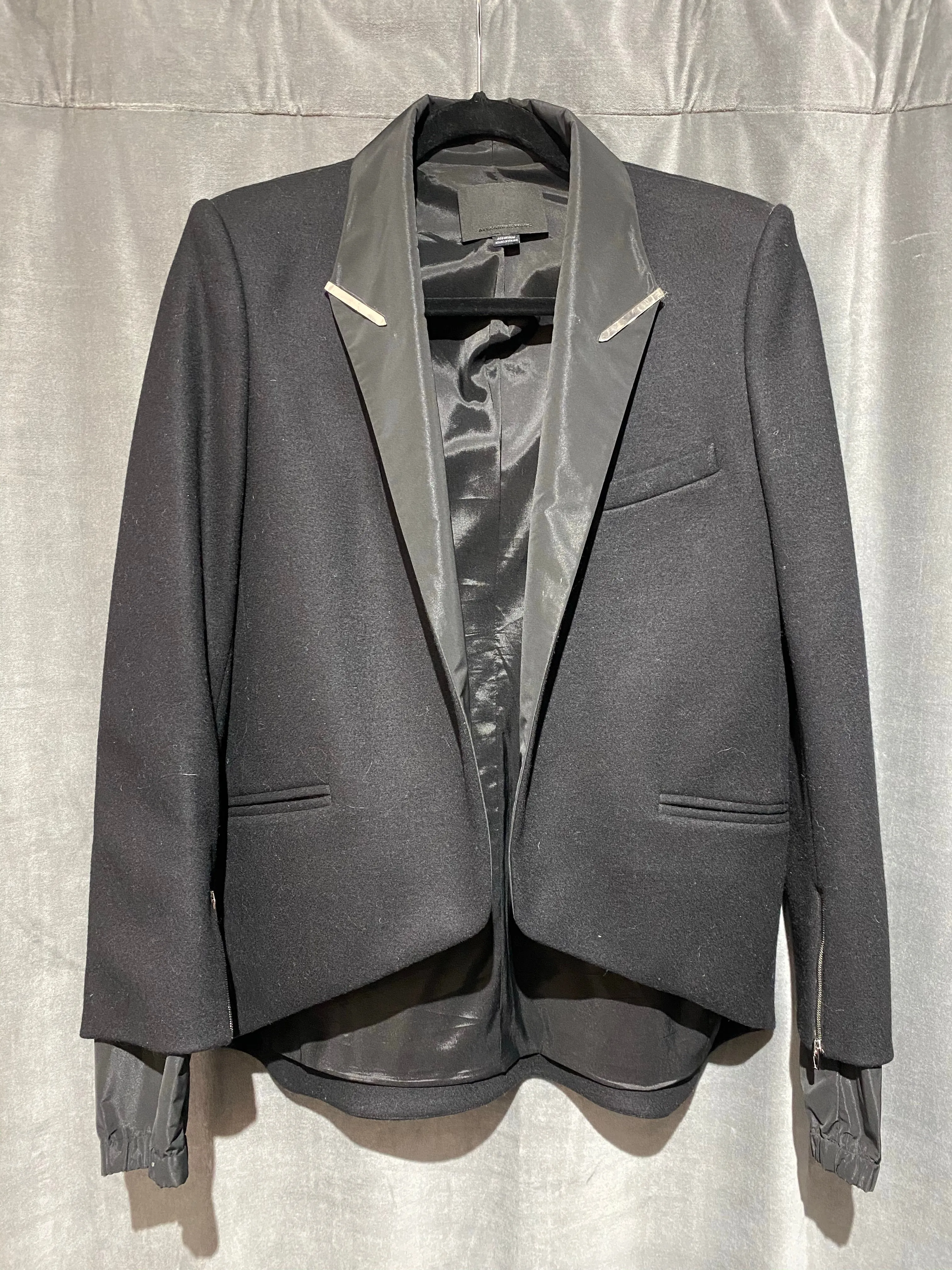 Alexander Wang Wool Blazer with Nylon Lapel and Cuffs