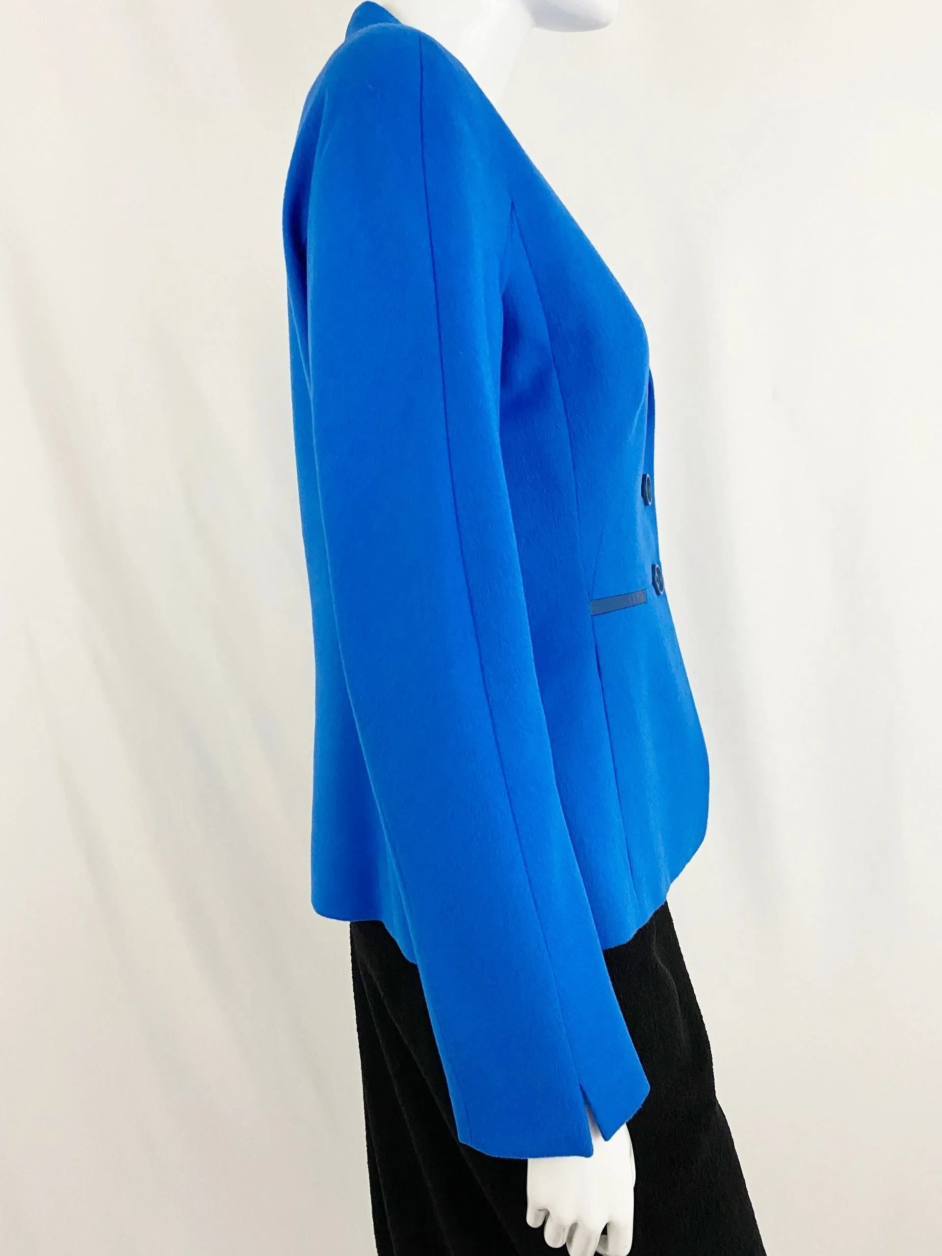 Algo Cashmere Blazer With Leather Trim Size M
