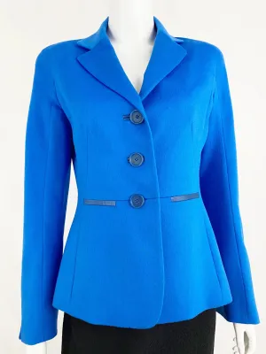 Algo Cashmere Blazer With Leather Trim Size M