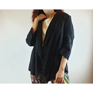 Anthea Crawford pre-owned black 100% linen black jacket / cardigan size 10
