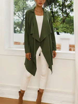Autumn and Winter Fashion Wild Tie Belt Waist Long Sleeve Bat Cardigan Ladies Coat