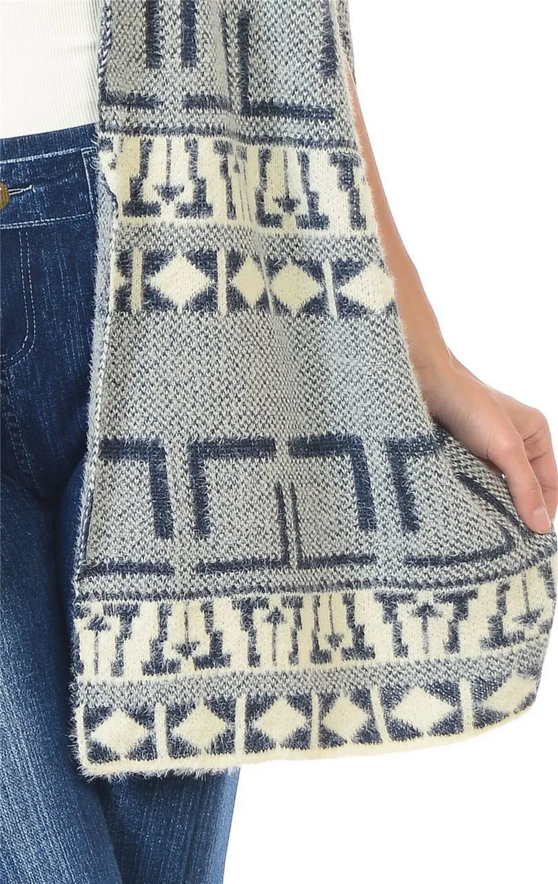 Aztec Cardigan Tribal Sweater Furry Vests Navy