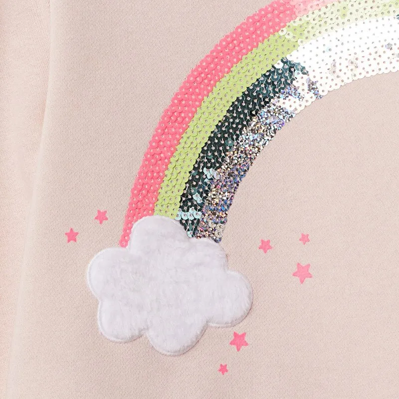 Baby Girl Cotton Rainbow Cloud Applique Sweatshirt - Pink