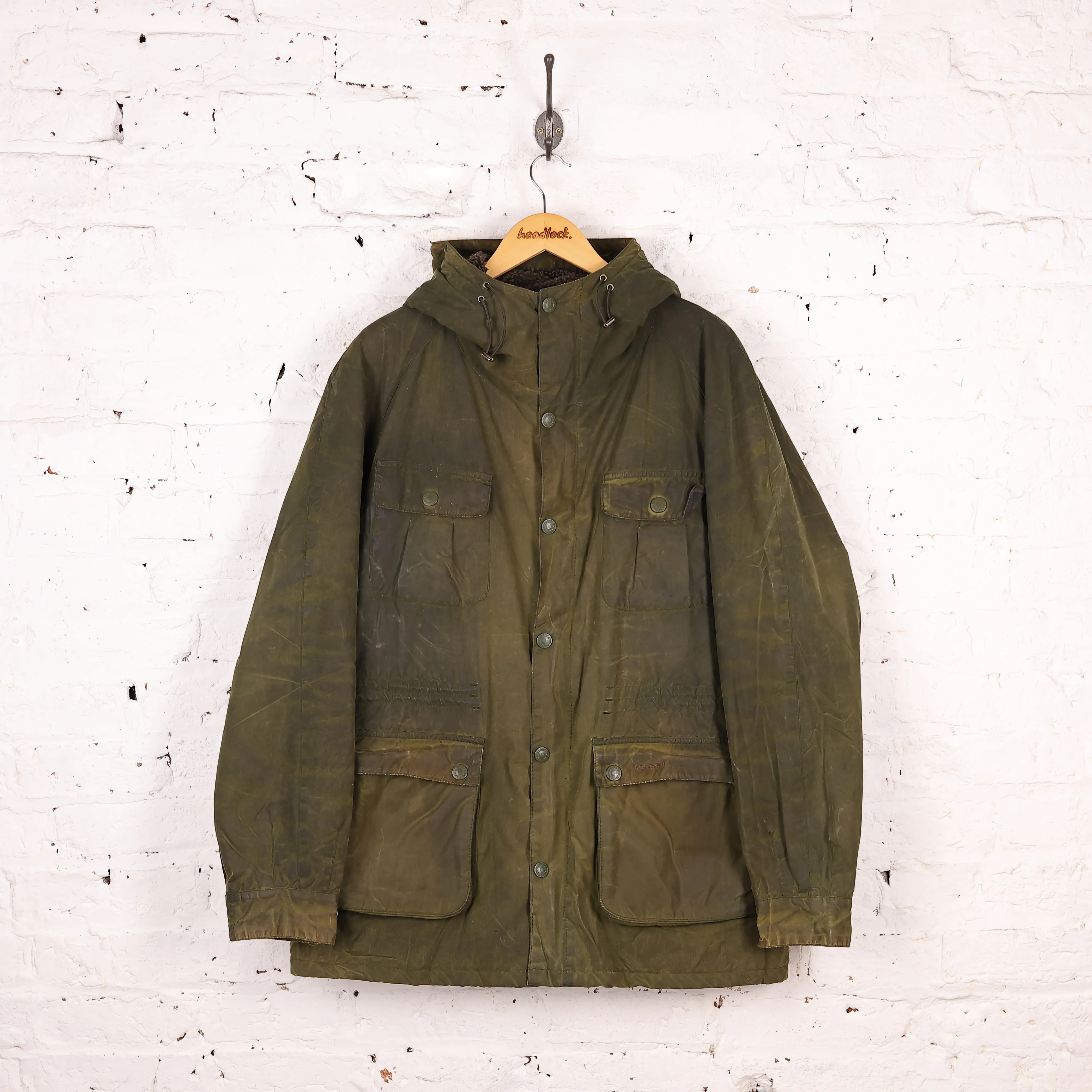 Barbour Brindle Wax Jacket Coat - Green - XL