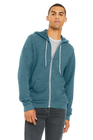 BELLA CANVAS  Unisex Sponge Fleece Full-Zip Hoodie. BC3739 Heather Deep Teal