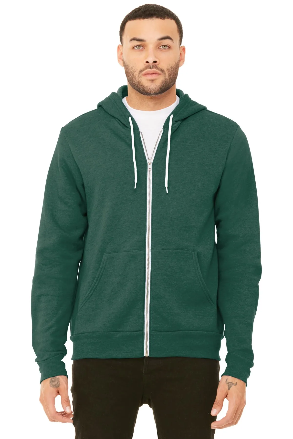 BELLA CANVAS  Unisex Sponge Fleece Full-Zip Hoodie. BC3739 Heather Forest