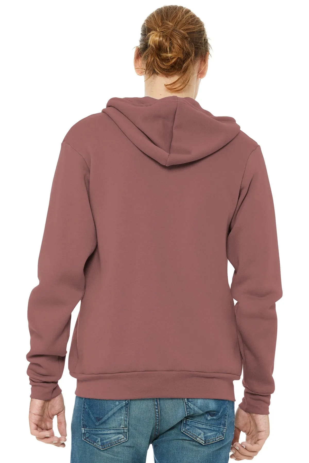 BELLA CANVAS  Unisex Sponge Fleece Full-Zip Hoodie. BC3739 Mauve
