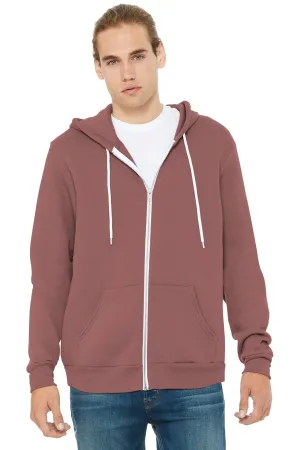 BELLA CANVAS  Unisex Sponge Fleece Full-Zip Hoodie. BC3739 Mauve
