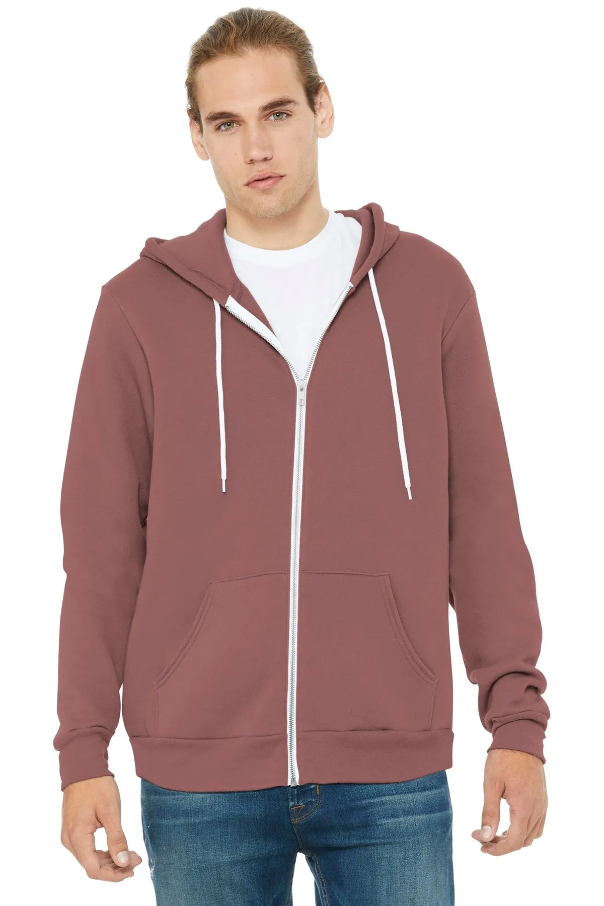 BELLA CANVAS  Unisex Sponge Fleece Full-Zip Hoodie. BC3739 Mauve