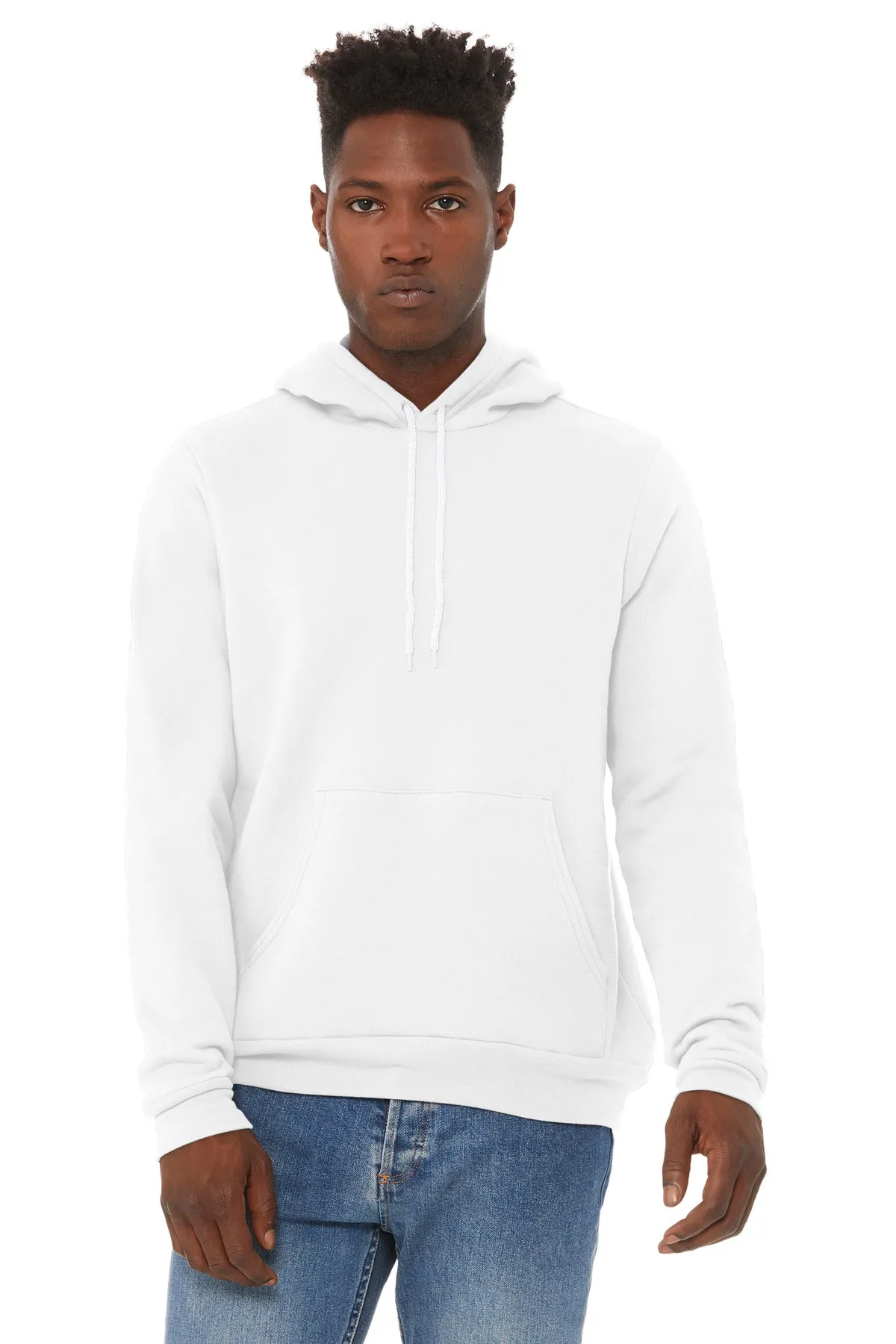 BELLA CANVAS  Unisex Sponge Fleece Pullover Hoodie. BC3719 DTG White