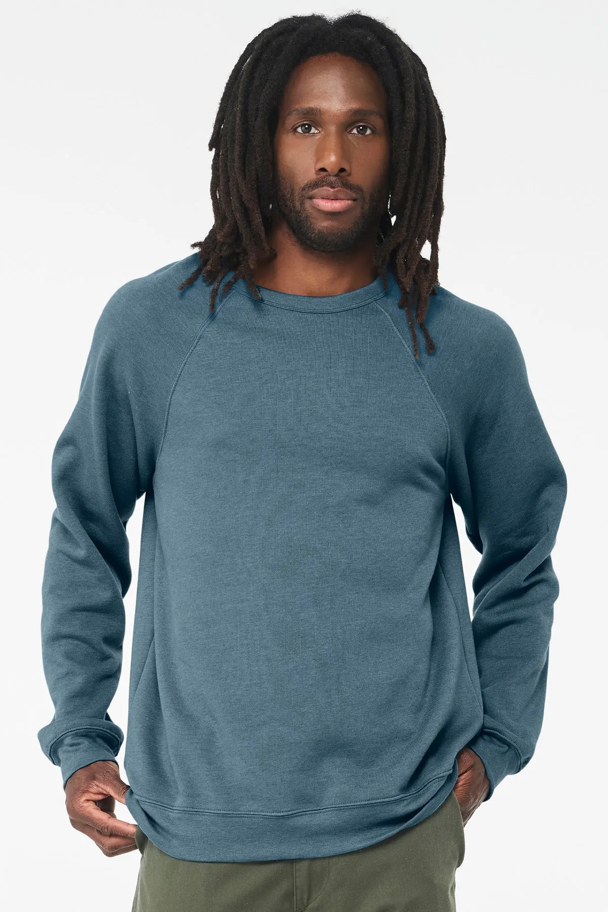 BELLA CANVAS  Unisex Sponge Fleece Raglan Sweatshirt. BC3901 Heather Deep Teal