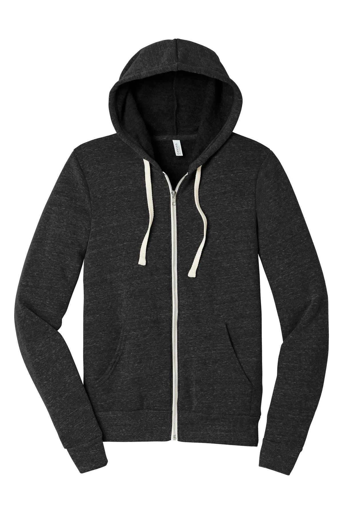 BELLA CANVAS  Unisex Triblend Sponge Fleece Full-Zip Hoodie. BC3909 Charcoal-Black Triblend