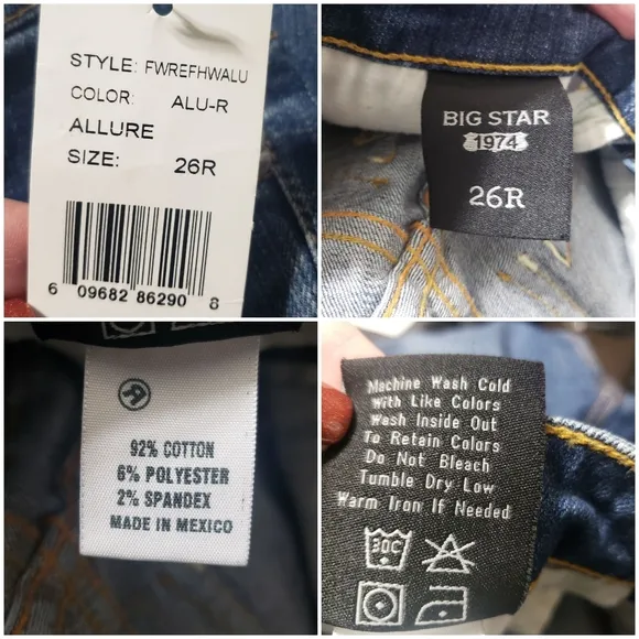 Big Star 1974 NWT Sz 26R Remy Boot Low Rise Jeans