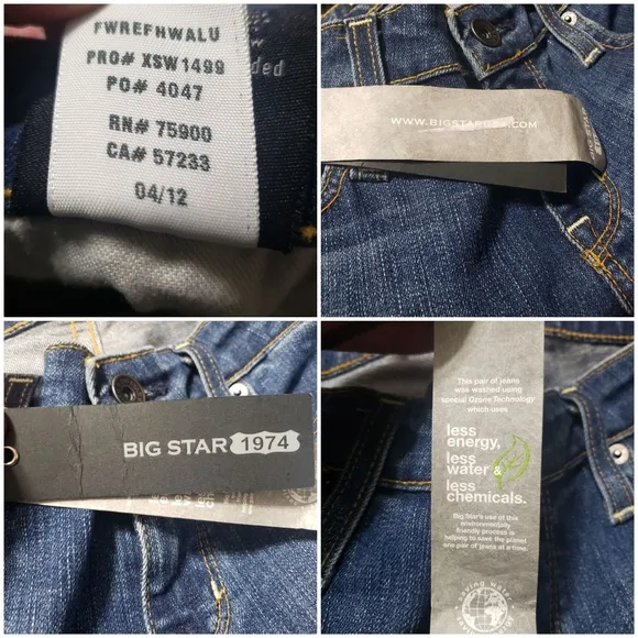 Big Star 1974 NWT Sz 26R Remy Boot Low Rise Jeans
