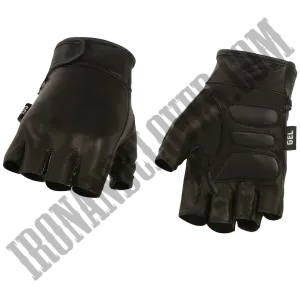 Black Leather Gel Padded Palm Gloves