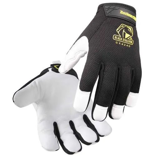 Black Stallion ToolHandz Core Goatskin Leather Palm Mechanics Gloves- GX4240-BW