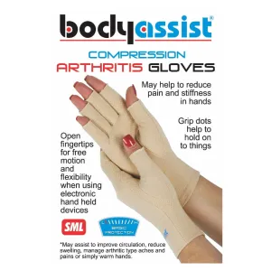 Bodyassist Compression Arthritis Gloves - Large, Beige