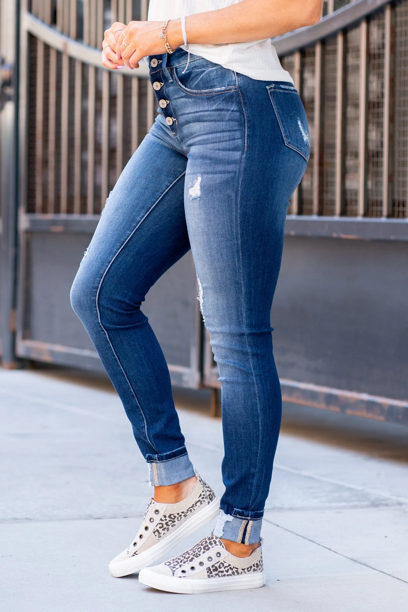 Boys Town High Rise Button Fly Skinny
