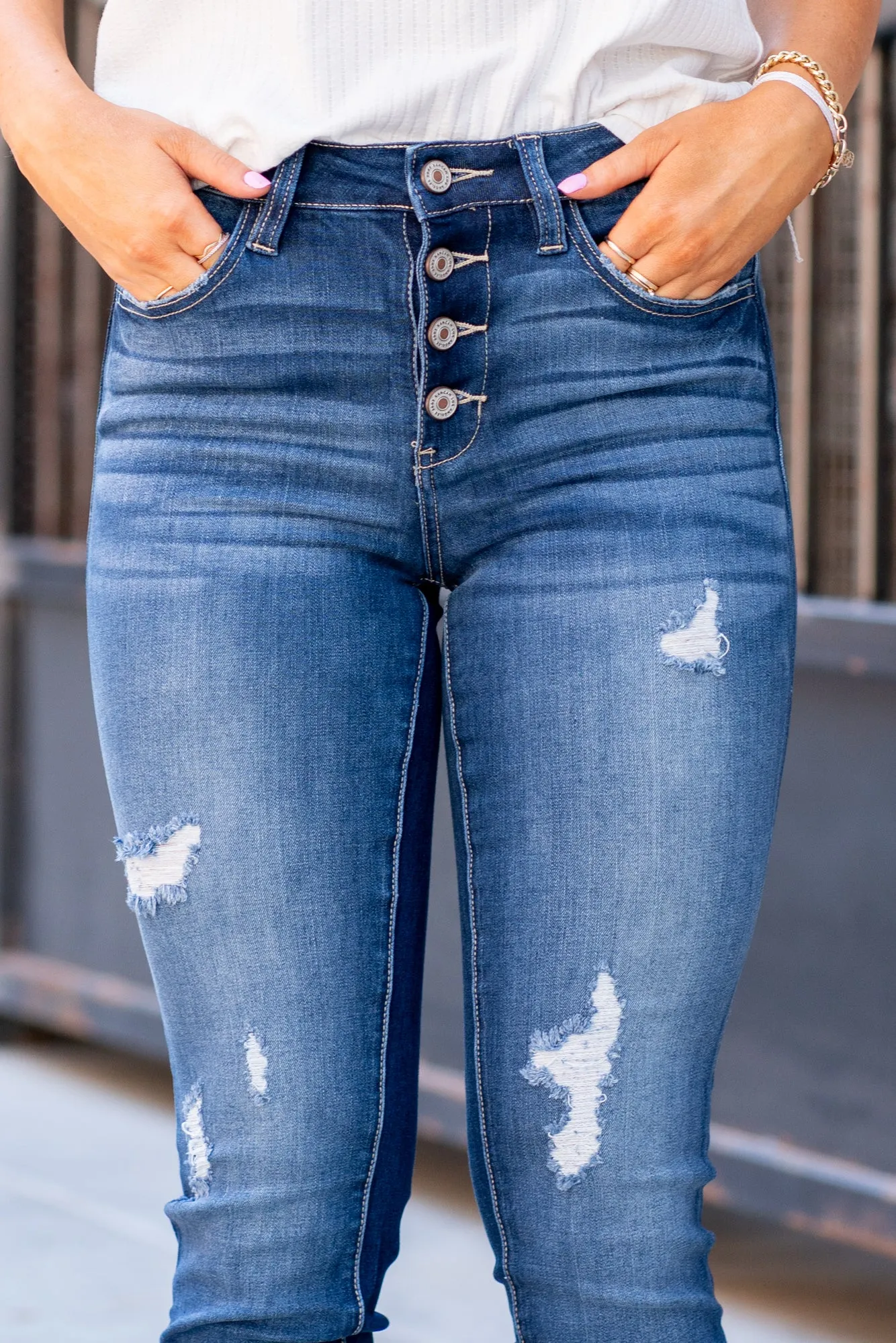 Boys Town High Rise Button Fly Skinny