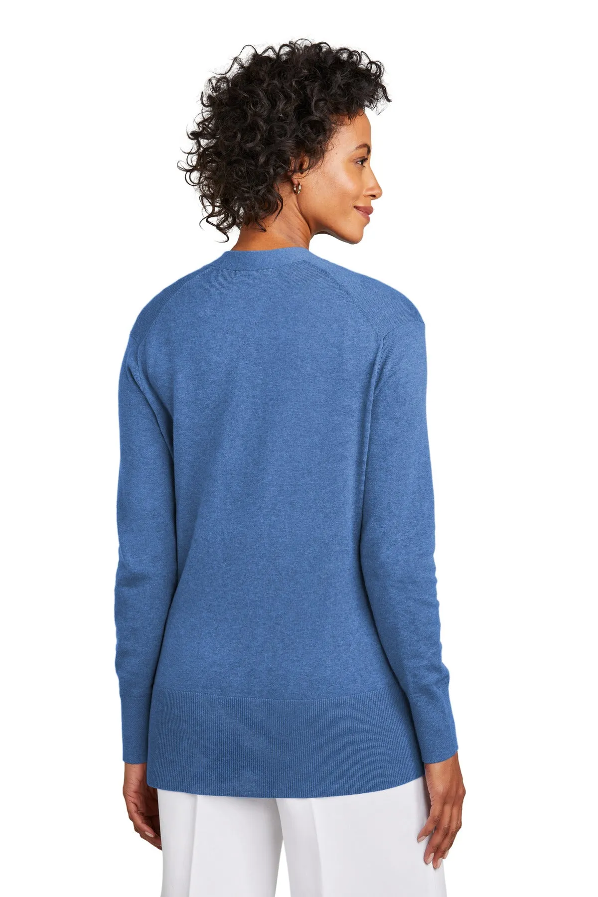 Brooks Brothers Women's Cotton Stretch Long Cardigan Sweater BB18403 Charter Blue Heather