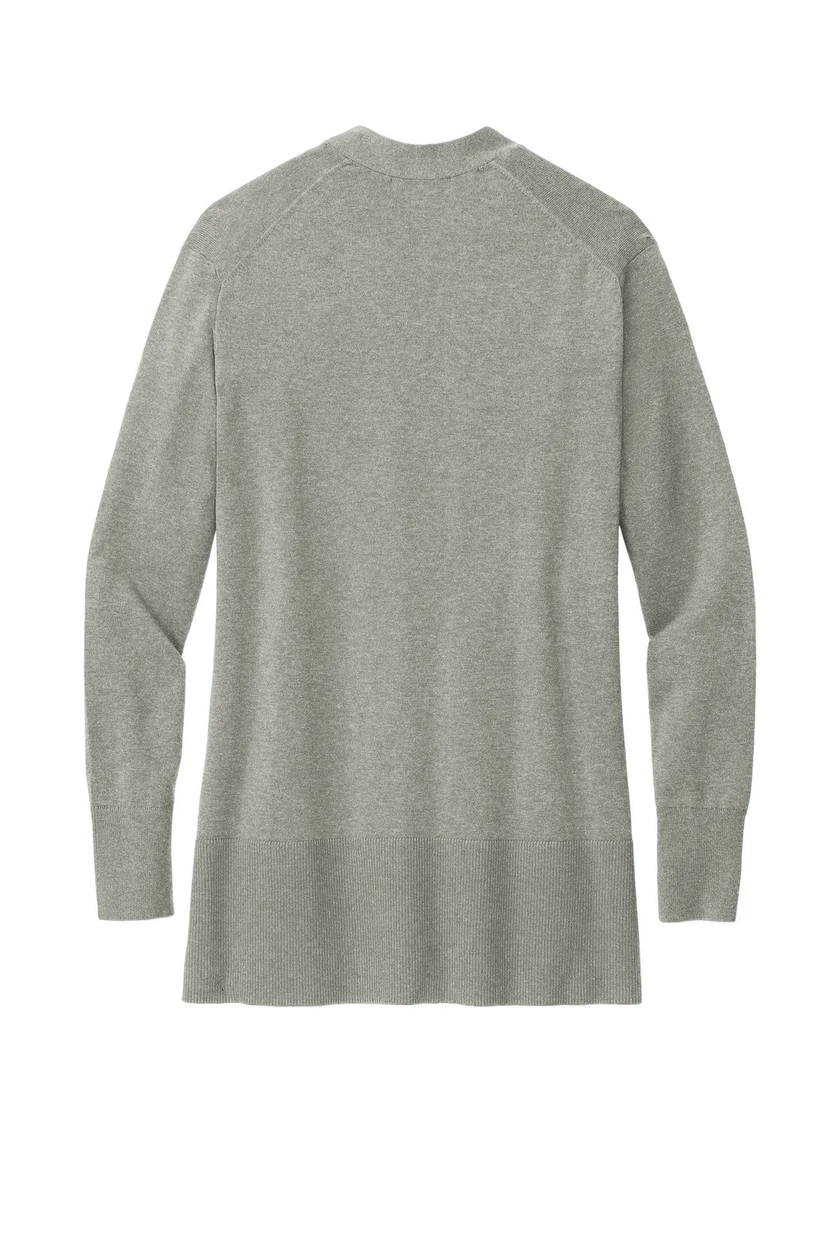 Brooks Brothers Women's Cotton Stretch Long Cardigan Sweater BB18403 Light Shadow Grey Heather