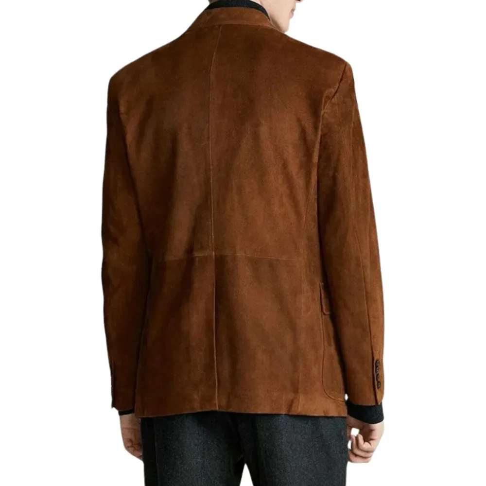 Brown Suede Meridian Blazer - Classic Casual Leather Blazer