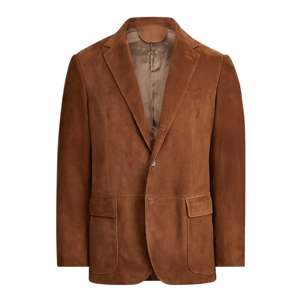 Brown Suede Meridian Blazer - Classic Casual Leather Blazer